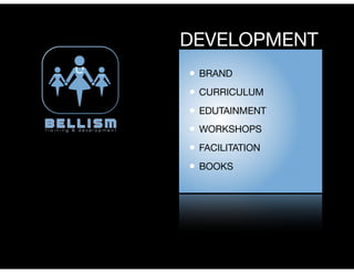 DEVELOPMENT
• BRAND
• CURRICULUM
• EDUTAINMENT
• WORKSHOPS
• FACILITATION
• BOOKS
 
