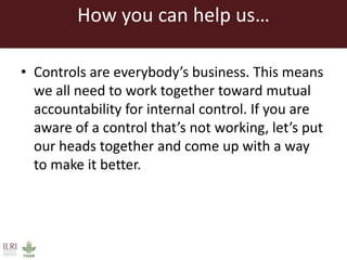 Introducing the Internal Audit Unit at ILRI