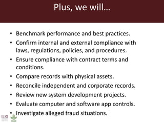 Introducing the Internal Audit Unit at ILRI