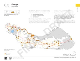 KaKok
Trou
Milieu
Soulette
La Hatte
Batelmie
Grand
Sable
Mme
Bernard
Gros Morne
Grande Plaine
Figuier
Trou L’embara
Rav
Pierre
Pradel
Grand
Barriere
Marais
Sale
Dentelle
Cocoyer
Anse a Canot
La Fortune
Mangle
Bois
Bouton
Lan
Palmiste
Carrefour
Citron
Balairase
Pointe
de l’Est
Caye
Rubin
Cayes à l’Eau
Pierre le Nantais
Îlet le Brouet
long de l’année. Cependant, pour certaines familles
la production de charbon de bois est temporaire et
varie en fonction des périodes suivantes:
•	 de la rentrée des classes
•	 des fêtes, notamment Noël
•	 de sécheresse
•	 des cyclones
Ces périodes correspondent aux moments de l’année
ou les familles ont le plus besoin d’argent. Par
exemple, lors de la période cyclonique, beaucoup
de familles dont le revenu principal est la pêche,
se tournent vers la production de charbon car,
les conditions météorologiques rendent la pêche
difficile voire impossible. Le charbon de bois n’est
finalement pas très utilisé mais il est acheminé vers
les agglomérations urbaines des Cayes et de Port
au Prince. Le revenu par sac de charbon varie en
fonction de la qualité et la période. En général, sur
l’île, le prix varie entre 255HTG à 400HTG.
C’est la partie Est de l’île et les zones de mangroves
qui sont essentiellement sujettes au phénomène de
déforestation pour la production de charbon de bois.
Carte des lampadaires sur
l’Îile à Vache
100m 500m 1km 4km2km
Lampadaire
Habitation
3 Îlets: Pierre le Nantais, Cayes à l’Eau,
Îlet a Brouet
110Diagnostique Technique et Participatif de l’Île à Vache |
﻿
Typography
architecture for humanity
architecture for humanity
architecture for humanity
Diagnostique
Énergie
Services de base6.3
FINAL
DRAFT
 