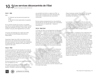 10.3.1	DGI
Rôle :
•	 S’assurer que les personnes payent les
taxes
•	 Récolter les taxes applicables et payables
sur l’île.
Sur le montant récolté par les taxes, la loi établie
que 20% du montant global est pour la DGI, les 80%
restant est restituée à la mairie. Il est à noter, que le
montant n’est pas versé régulièrement à la mairie.
Un bureau est aménagé pour l’agent de la DGI
sur l’île dans la ville principale à proximité du
débarcadère.
Cependant l’agent de la DGI n’est présent sur l’île
que les jours du marché (lundi et jeudi), les autres
jours de la semaine il est aux Cayes. Ceci handicape
le renflouement des caisses de la mairie relatif au
payement des taxes.
10.3.2 	PNH
La ville principale de l’île est équipée d’un poste de
police et d’une prison. Les locaux sont sous équipés
et il y a aussi un sous effectifs de policiers. En effet,
il a que deux policiers de garde sur l’île, ce qui
revient à un policier pour 7000 à 8000 personnes.
Le remplacement des policiers se fait toutes les
deux semaines pour un total de quatre policiers. Les
policiers vivent aux Cayes.
De plus les policiers n’on qu’une seule motocyclette
pour se déplacer sur l’île.
Pour palier à ce manque, le directeur général de
la mairie souhaiterait mettre en place un nouveau
service. Ce serait un service de sécurité communale
qui permettra de donner un appui à la PNH. Le
service sera composé d’au moins 26 personnes,
c’est-à-dire un représentant par sous-section
communale.
De plus amples renseignements sur les problèmes
de sécurités de l’île tels que perçus par la population
sont repris dans le chapitre des « risques et
catastrophes ».
10.3.3 	Etat Civil
Le bureau de l’état civil est dépendant du Ministère
de la Justice. Le bureau de l’état civil n’est effectif
que depuis … , grâce à la construction du nouveau
complexe administratif de la mairie construit par
la Minustah. Le complexe administratif a permis
d’octroyer un bureau équipé au bureau de l’état civil.
Ceci permet de faciliter le travail des doyens de ce
bureau, cependant la plus grande préoccupation de
ces derniers est sensibiliser la population afin que les
habitants de l’île inscrivent notamment les naissances
et les décès dans ce bureau afin de compléter les
archives communales et en l’occurrence nationales.
			
Par exemple entre 2004 et 2010 il y a eu beaucoup
de naissances n’ont pas été enregistrées car les
registres du Ministères n’ont pas étés distribués à
temps. De plus lors de élections en 2011 il y a eu un
incendie au centre d’archives nationales au Cayes,
ce qui fait perdre toutes les données enregistrées par
les mairies dépendantes de ce département, d’autant
plus que la copie prévue pour le gouvernement
central n’a pas été distribué au gouvernement
central. Une pétition a été réalisée par l’officier
de l’état civil afin de faciliter l’enregistrement des
personnes qui ont perdu leur acte de naissance suite
à l’incident des Cayes.
Depuis quelques années l’Etat Civil de l’île travaille
en étroite collaboration avec les églises afin de
sensibiliser les habitants :
Les mariages : les habitants de l’île ne voient pas
l’intérêt de se marier et à l’église et à la mairie. Une
copie du procès verbal du mariage religieux est donc
envoyée à la mairie pour enregistrement. En moyenne
la part des mariages civils sur l’île est 5%, le reste
état essentiellement des mariages religieux.
Les naissances : en absence d’une maternité et de
moyens, la plupart des femmes accouchent à la
maison. Les personnes ne sont pas assez informées
sur l’importance d’enregistrer les naissances à l’état
civil. D’autant plus que le non enregistrement risque
de créer des problèmes dans l’orthographe des
noms. De plus si pour avoir les documents d’identité
ou autres on enregistre les enfants au delà des 2 ans,
cela coute plus cher aux familles car l’enregistrement
nécessite un avocat ce qui coute en moyenne 4000
HTG. L’utilisation de l’église serait une solution, car
la population est à majorité catholique et pratiquante
faisant baptiser leurs enfants. Cependant sur l’île
les prêtres et pasteurs souhaitent que les familles
se préparent spirituellement au baptême quelques
semaines à l’avance. Ceci décourage la plupart des
familles qui vont alors faire baptiser leur enfant aux
Cayes ou à Saint Louis
FINAL
DRAFT
Haïti | Sept 2013 | Diagnostique | 177
Situation financière et cadre institutionnel
Typography
architecture for humanity
architecture for humanity
architecture for humanity
Les services déconcentrés de l’Etat
10.3
 