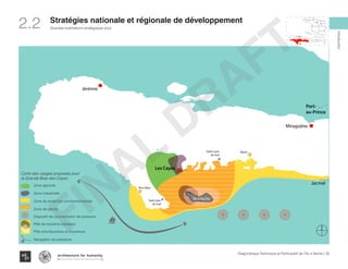 SaintLouis
duSud
LesCayes
SaintJean
duSud
ÎleàVache
Jérémie
Miragoâne
Aquin
PortSalut
Jacmel
Port-
au-PrinceO U E S TO U E S T
C E N T R EC E N T R E
O N I T EO N I T E
N O R DN O R D
SU D E S TU D E S T
N O R D E S TN O R D E S T
re
mentale
poissons
Saint Louis
du Sud
Les Cayes
Saint Jean
du Sud
Île à Vache
Jérémie
Miragoâne
Aquin
Port Salut
Jacmel
Port-
au-Prince
SU DSU D
O U E S TO U E S T
C E N T R EC E N T R E
A RT I B O N I T EA RT I B O N I T E
N O R DN O R D
SU D E S TSU D E S T
N IP P E SN IP P E S
N O R D O U E S TN O R D O U E S T
G R A N D E A N S EG R A N D E A N S E
N O R D E S TN O R D E S T
O U E S TO U E S T
N O R D O U E S TN O R D O U E S T
SU DSU D
G R A N D E A N S EG R A N D E A N S E
SU DSU D
Mer des Caraïbes
Amélioration du maillage routier
Amélioration du maillage routier
Pôle régional
Pôle local
Zone agricole
Zone industrielle
Zone de protection environnementale
Zone de pêche
Dispositif de concentration de poissons
Pôle de tourisme balnéaire
Pôle d’écotourisme et d’aventure
Navigation de plaisance
SU DSU D
O U E S TO U E S T
C E N T R EC E N T R E
A RT I B O N I T EA RT I B O N I T E
N O R DN O R D
SU D E S TSU D E S T
N IP P E SN IP P E S
N O R D O U E S TN O R D O U E S T
G R A N D E A N S EG R A N D E A N S E
N O R D E S TN O R D E S T
O U E S TO U E S T
N O R D O U E S TN O R D O U E S T
SU DSU D
G R A N D E A N S EG R A N D E A N S E
SU DSU D
Pôle de tourisme balnéaire
Pôle d’écotourisme et d’aventure
Navigation de plaisance
Zone de protection environnementale
Zone de pêche
Dispositif de concentration de poissons
Mer des Caraïbes
Zone industrielle
Zone agricole
Saint Louis
du Sud
Les Cayes
Saint Jean
du Sud
Île à Vache
Jérémie
Mirag
Aquin
Port Salut
Carte des usages proposés pour
la Grande Baie des Cayes
20Diagnostique Technique et Participatif de l’Île à Vache |
Grandes orientations stratégiques pour
Typography
architecture for humanity
architecture for humanity
architecture for humanity
Introduction
Stratégies nationale et régionale de développement
2.2
FINAL
DRAFT
 