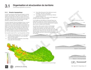3.1.3	 Situation topographique
Le profil du territoire communal est marqué par des
collines, des plateaux, des valons et les littoraux. Le
relief de la zone varie de zéro au niveau de la mer à
75 mètres d’altitude sur le sommet de la sous-section
de Kakok. Les collines et des monticules ont des
pentes qui varient de 20% jusqu’à 50%.
La partie ouest de l’île est montagneux avec un point
culminant de 75 mètres (246 pieds) au-dessus du
niveau de la mer et est situé dans la sous-section de
kakok. Les collines se poursuivent et descendent du
centre de l’île vers l’est et divisent les côtes nord et
sud. La partie est de l’île est relativement plat avec
de petites collines au centre.Les points les plus bas
sur l’ile sont situee a point est et a Mme Bernard.
Sur la partie ouest de l’île, il ya cinq grandes collines:
•	 A Kakok, Do Kachiman avec 75 m de hauteur,
•	 Entre Soulette et Batelmie, morne Kay Mira
avec 55 m de hauteur
•	 Entre Grande Sable et Batelmie, morne Bwa
Leta, avec 45 m de hauteur
•	 Entre Mme Bernard et Gros Morne le morne
Citadelle avec 65 m de hauteur
•	 A La Hatte, morne Kay Klercide qui mesure
respectivement 50 m
La colline de La Hatte a une pente de 32 degrés sur
la côte sud de l’île, près de l’océan.
Les localités de Gros-Morne et Grande Plaine font
partie de la colline qui continue jusqu’à la partie est
de l’île, à 20 mètres de hauteur generalement appeler
gros morne a cause de son etendue.
les sections des coupes montre le decoupage
chaque 10m et donne un profile a ses colines ,
on peut ainsi observer que ses pentes sont non
seulement les plus haute de l’ile mais elles sont aussi
les plus aigue. Selon la carte d’etude des pentes
elles depasse tous 25 % mais sont plus ou moins plat
au sommet.
75 m
50 m
40 m
50 m
55 m
65 m
40 m
1
E
75 m
50 m
50 m
65 m
40 m
KaKok
Trou
Milieu
Soulette
La Hatte
Batelmie
Grand
Sable
Mme
Bernard
Gros Morne
Grande Plaine
Figuier
Trou L’embara
Rav
Pierre
Pradel
Grand
Barriere
Marais
Sale
Dentelle
Cocoyer
Anse a Canot
La Fortune
Mangle
Bois
Bouton
Lan
Palmiste
Carrefour
Citron
Balairase
Pointe
de l’Est
Caye
Rubin
Cayes a l’eau
Pelantin
ilet a bree
Section 4 - morne Kay Clercide
Sections 2 - morne Bwa Leta et morne Kay Mira
Section 1 - Do Kachiman
Section 3 - morne Citadelle
Carte des pentes en pourcentage
Legende
Section a travers les collines
75 m
50 m
10 50 100 200 500
Echelle en metre
Haïti | Sept 2013 | Diagnostique | 32
Caractéristiques générales de la commune
Typography
architecture for humanity
architecture for humanity
architecture for humanity
3.1	 Organisation et structuration du territoire
FINAL
DRAFT
 