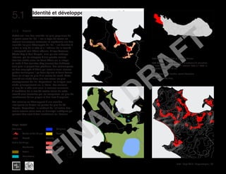 Haïti | Sept 2013 | Diagnostique | 68
Typography
architecture for humanity
architecture for humanity
architecture for humanity
Structures Urbaines5.1	 Identité et développement des localités
5.1.2	Kakok
Kakok est l’une des localités les plus populaires de
la partie ouest de l’île. Il est le foyer de toutes les
stations touristiques existantes et représente une des
localités les plus développés de l’île. Il est étendue à
la fois le long de la côte et a l’intérieur de la localité.
Il comprend trois hôtels officiels: Village Vacance,
Abaka Bay et Port Morgan, ainsi qu’une auberge
informel, qui se compose d’une grande maison
familiale située entre les deux hôtels sur le rivage,
et loués à des touristes (kay jerome).Les habitants
sont pour la plupart des pêcheurs, des commerçants
ou des employés d’hôtels qui travaille aussi comme
guides touristiques.Il ya deux églises et deux écoles
dans ce village en plus d’un centre de santé. Cette
localité est située dans une des zones les plus
montagneuses de l’île. Cependant, les villages sont
situés principalement sur le littoral. Les maisons
le long de la côte sont sous la menace constante
d’inondation de la mer.De vastes zones de cette
localité sont couvertes par les mangroves, en plus de
nombreuses belles plages et des lieux à explorer.
Les colonies se développent d’une manière
intelligente en évitant les pentes de plus de 30
degree. Cependant, ils souffrent de l’utilisation des
ravins comme voies avec un drainage inadéquat qui
peuvent être sujet à des inondations ou l’érosion.
Left top: No Specified or defined Center.
Left bottom: Public Buildings : 2 schools / 2 churches
/ 1 health center / 2 hotels / 1 informal hotel / 1 hotel in
neighborhing Trou Milieu
Public Spaces: 2 football court / beaches.
Below: Density map
IAV Carte des HabitationsN
50m 100m 200m 500m
Echelle
Center of the Village
Ravines
Commercial
Residential
Mixed-Use
Educational
Orphelinat
Religious
Institutional
Health
Public Space
Hotels
FLOODIN
GZONE
Evolution
	 Center of the Village
	Growth
Public Buildings
	 Residential
	Hotels
	Educational
	 Religious
	Health
Density
	High
	Medium
	Low
Maps: Kakok
FINAL
DRAFT
 