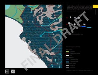 71Diagnostique Technique et Participatif de l’Île à Vache |
Diagnostique
Structures Urbaines
Typography
architecture for humanity
architecture for humanity
architecture for humanity
Diagnostic
Gros Morne
Grand Sable
5m
10m
20m
30m
10m
15m
25m
20m
20m
20m
30m
40m
50m
25m
30m
40m
50m
60m
1
2
Grande Plaine
Figuier
Soulette
Trou Milieu
La Hatte
1
2
Section 1: Inland settlements
Section 2: Settlements along the shore
1
2
pathway
Carte des risques a La Hatte
Analyse: Il ya une zone de transit entre la mer et les
villages le long du littoral. Le village se poursuit vers
le sommet de la colline, où les voies deviennent des
ravines et les maisons qui les bordent sont en risque
d’inondation. Sur les bords de collines escarpées, les
maisons sont un peu sensibles à l’érosion.
Fond de plan:
	Mangrove
	 Limite grande localité
	Mer
Zone à risque de :	
	 Inondation élevé
	 Inondation moyen
Glissement de Terrain:
	 Pente 15%
	 Pente 30%
FINAL
DRAFT
 