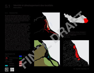 Haïti | Sept 2013 | Diagnostique | 74
Typography
architecture for humanity
architecture for humanity
architecture for humanity
Structures Urbaines5.1	 Identité et développement des localités
IAV Carte des HabitationsN
50m 100m 200m 500m
Echelle
Bois
Bouton
Lan
Palmiste
Balairase
Pointe de l’Est
Marais Sale
Balairase
1 pathway
Wind
5.1.5	Pointe de l’Est
Ce quartier à distance est situé sur le point le plus
oriental de l’île. Une vaste zone de terres humides lui
sépare des autres quartiers, comme Balairase. Une
grande partie de cette localité sont couverts par les
zones humides, ce qui fait de ce village une zone
isolé avec l’accessibilité limitée.
La principale voie de ce village composé d’un sentier
rocheux de Balairase entre les zones humides et
aussi à travers l’eau, connu comme « le Rack ». La
voie n’est pas accessible par les motos, mais plutôt
par d’os d’ânes et à pied, tandis que les bateaux
prenne un long chemin autour des récifs coralliens
pour arriver à ce village. La principale activité
économique dans ce village est la pêche. Ainsi, dans
ce village à plat les colonies sont situées le long de
la côte, un peu éloignés du litorales. Cette zone de
transition est destinée à protéger les maisons contre
les inondations et l’élévation du niveau de la mer.
Cependant, la majorité du village est situé à moins
de 10 et 5 mètres d’altitude. Les structures d’habitat
dans ce village sont biologiques et chaotique, car il
n’y a pas de motifs particuliers pour les chemins de
sable, ces chemins semblent être crée par l’espaces
négatifs entre les maisons. Il y a deux écoles et deux
églises dans ce village. Il y a quelques points d’eau
dans le milieu de la zone humide qui fournissent des
sources d’eau pour les habitants de cette localité.
Left top: No Specified Center, Ornagic development.
Left bottom: Public Buildings: 2 churches / 2 schools
Public Spaces: 1 football court.
Below: Density
Maps: Pointe de l’Est
Evolution
	 Center of the Village
	Growth
Public Buildings
	 Residential
	Educational
	 Religious
	 Public Space
Density
	High
	Medium
	Low
FINAL
DRAFT
 