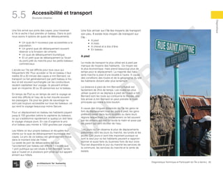 85Diagnostique Technique et Participatif de l’Île à Vache |
Diagnostique
Structures Urbaines
Typography
architecture for humanity
architecture for humanity
architecture for humanity
Accessibilité et transport
5.5
Une fois arrivé aux ports des cayes, pour traverser
à l’ile à vache il faut prendre un bateau. Dans le port
nous avons 4 options de quais de débarquements.
•	 Un quai de h nouveaux pas accessibles a la
population.
•	 Un grand quai de débarquement souvent
réserver a la livraison de ciments
•	 Un quai de débarquement touristique
•	 Et un petit quai de débarquement (a l’écart
du port) prêt du marché pour les petits bateaux
commerciaux.
L’accès sur l’ile est difficile pour tous ceux qui
fréquentent IAV. Pour accéder à l’ile en bateau il faut
mettre 20 a 30 minute des cayes a mm Bernard, ce
transport ce fait généralement par petit bateau à mo-
teur et est souvent surchargée car les conducteurs
veulent capitaliser leur voyage, ils peuvent embar-
quer en moyenne 30 ou 35 personnes sur le bateau.
En temps de Pluit ou en temps de vent le voyage se
rend très difficile et l’eau de la mer mouille souvent
les passagers. De plus les gilets de sauvetage ne
sont pas toujours accessible sur tous les bateaux, ce
qui rend le voyage beaucoup moins Secure.
Pour un déplacement en bateau les habitants payent
jusqu’à 100 gourdes celons le capitaine du bateaux,
ce qui s’additionne rapidement si quelqu’un doit faire
le voyage chaque jours. En cas d’urgence le prix
d’un bateau peu monter à 1250 gourdes par voyage.
Les hôtels on leur propre bateaux et récupère leur
clients sur le quai de débarquement touristique des
cayes. Le prix de ce bateau est généralement inclus
dans le montant total de l’hôtel.
La rareté de port de débarcadère fait que
l’accotement par bateau est difficile il n’existe que
1 port publique qui est située à mm Bernard, tandis
que a l’ouest on a plusieurs port prive qui eut apparti-
ennent aux hôtels.
Une fois arriver sur l’ile les moyens de transport
son peu. Il existe trois moyen de transport sur
l’ile :
•	 A pied
•	 A moto
•	 A cheval et à dos d’âne
•	 En bateau
A pied
Le mode de transport le plus utilisé est à pied par
manque de moyens des habitants. Ce moyen est
le plus économique, mais prend beaucoup plus de
temps pour le déplacement. La majorité des habi-
tants marche à pied d’une localité à l’autre. A cause
des conditions des routes et de la géographie du site
les habitants doivent aller plus lentement.
La distance à pied de mm Bernard à Kakok est
facilement de 2hrs de temps. Les routes les plus
utiliser quand on se déplace à pied de l’ouest a mm
Bernard sont les route qui contourne le littorale, une
fois arriver à mm Bernard on peut prendre la route
principale qui mène à bois bouton.
A cause des longues distances de l’ile les gens ne
font de déplacement tous les jours à pied, les gens
préfèrent rester dans leurs localités ou dans leurs
régions respectives. Le déplacement ce fait souvent
par les enfants qui vont à l’école le matin et aussi par
les parent qui vont récolter de l’eau.
Les jours ou l’on observe le plus de déplacements
piétonniers sont les jours du marché, les lundis et les
jeudis. Ces jours-ci sont très important puisque ce
sont le seul jour où les habitants peuvent e rapprovi-
sionner et aussi faire du business hors de leur zone.
Tout est disponible le jour du marché les services de
la commune, les services du marché et la vente de
betails.
FINAL
DRAFT
 