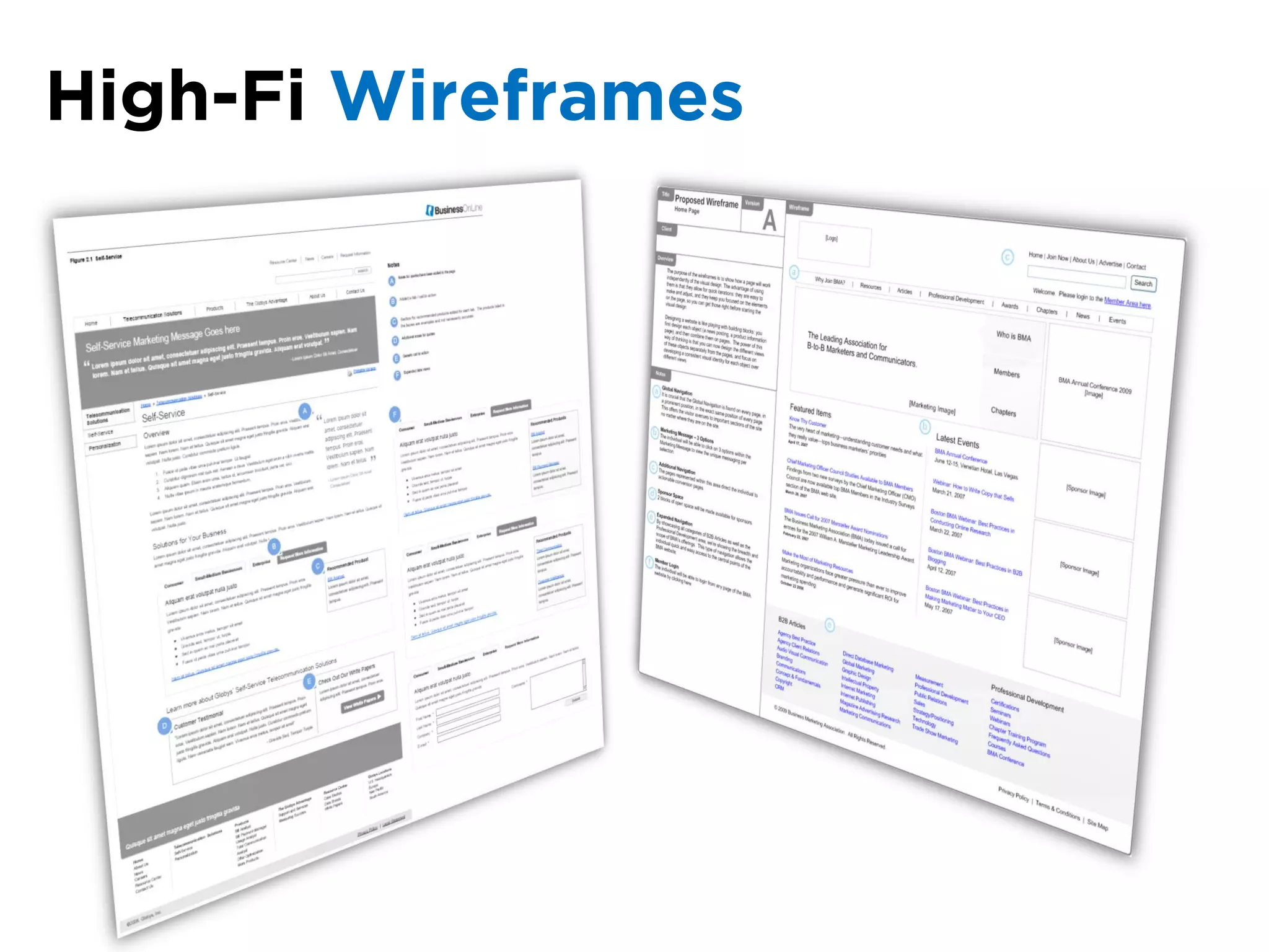 High-Fi Wireframes
 