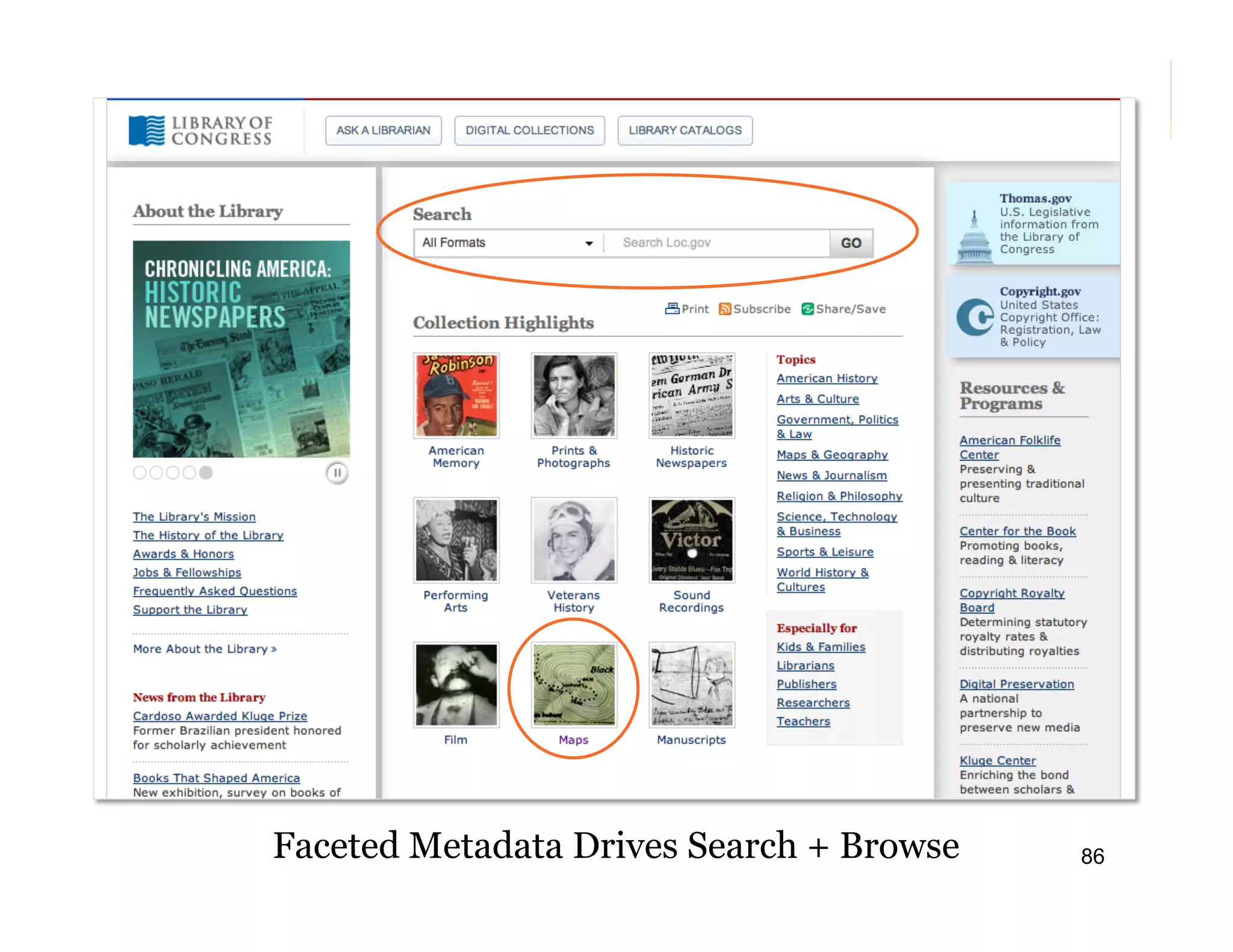 Faceted Metadata Drives Search + Browse
86

86

 