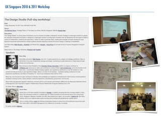 UX Singapore 2010 & 2011 Workshop
 
