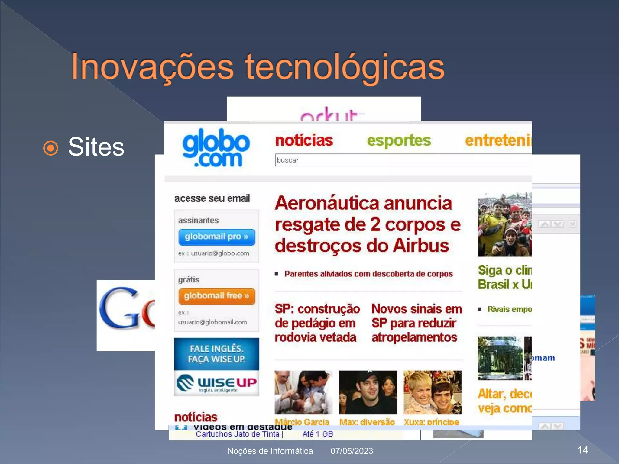  Sites
07/05/2023
Noções de Informática 14
 