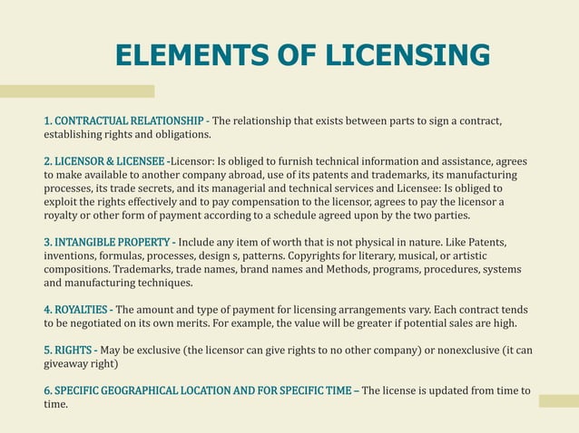 International Business - licensing and franchising | PPTX