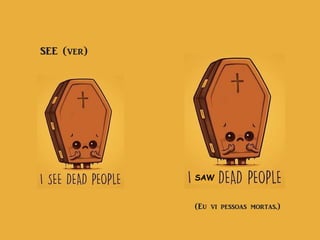 SEE (ver)
SAW
(Eu vi pessoas mortas.)