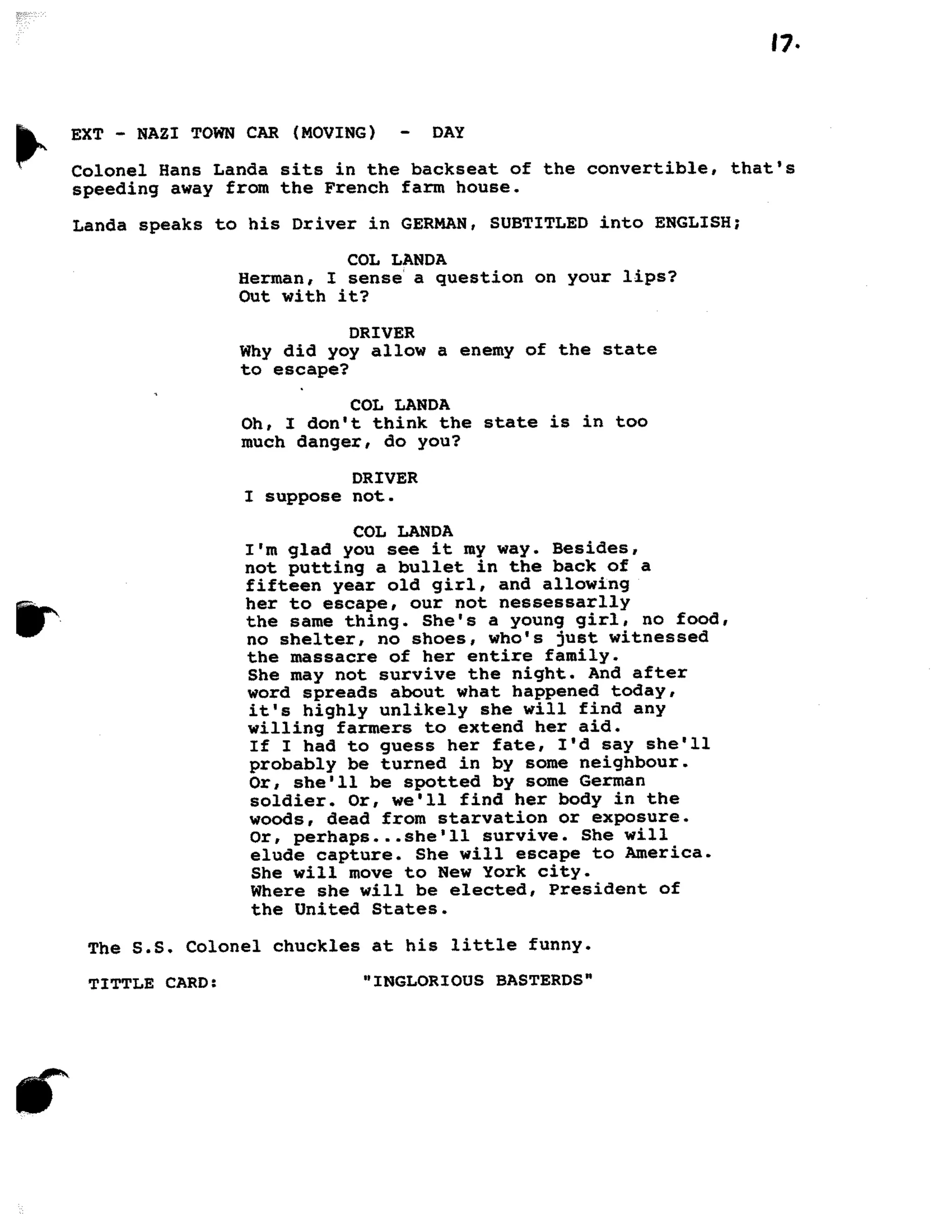 Inglorious Bastards screenplay part 1