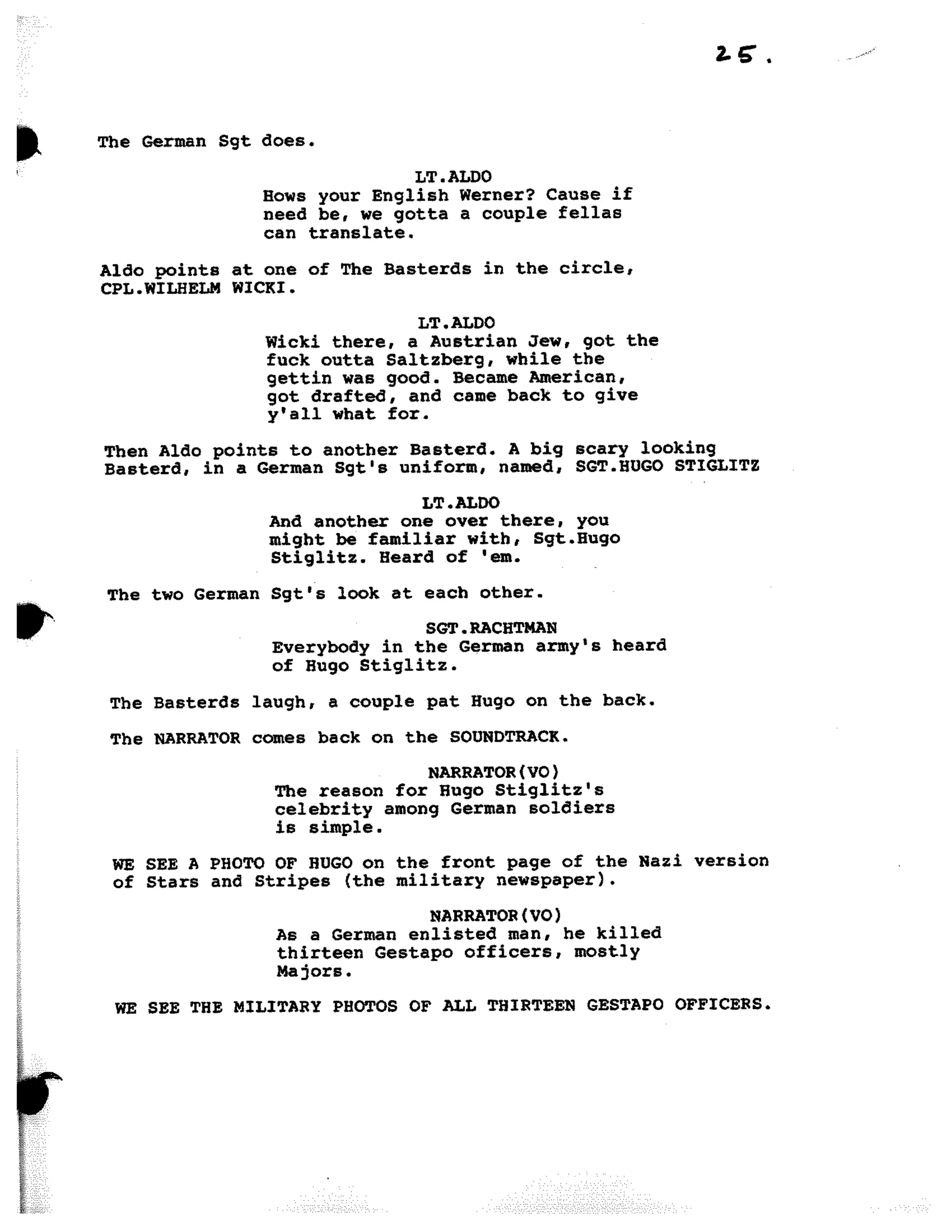 Inglorious Bastards screenplay part 1