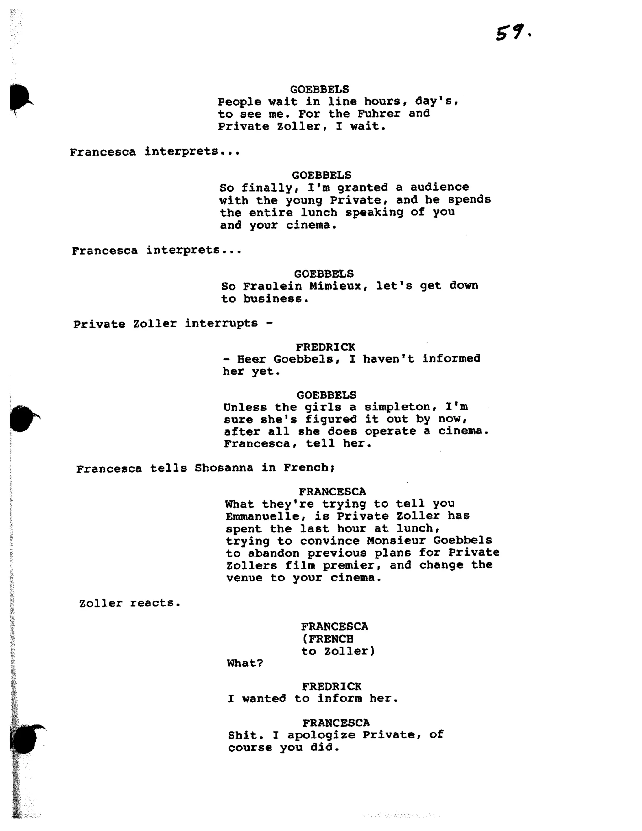 Inglorious Bastards screenplay part 1