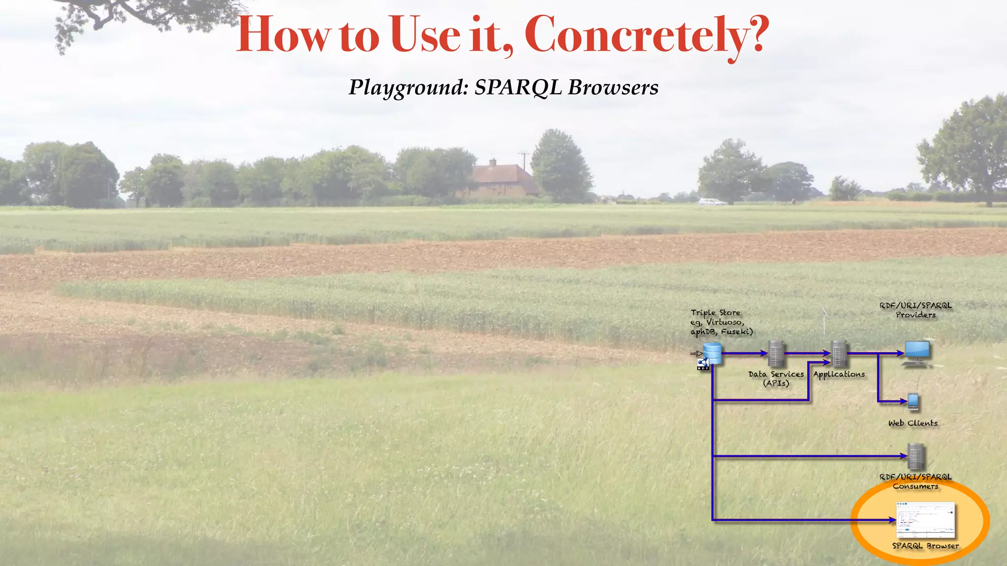 How to Use it, Concretely?
Playground: SPARQL Browsers
 
