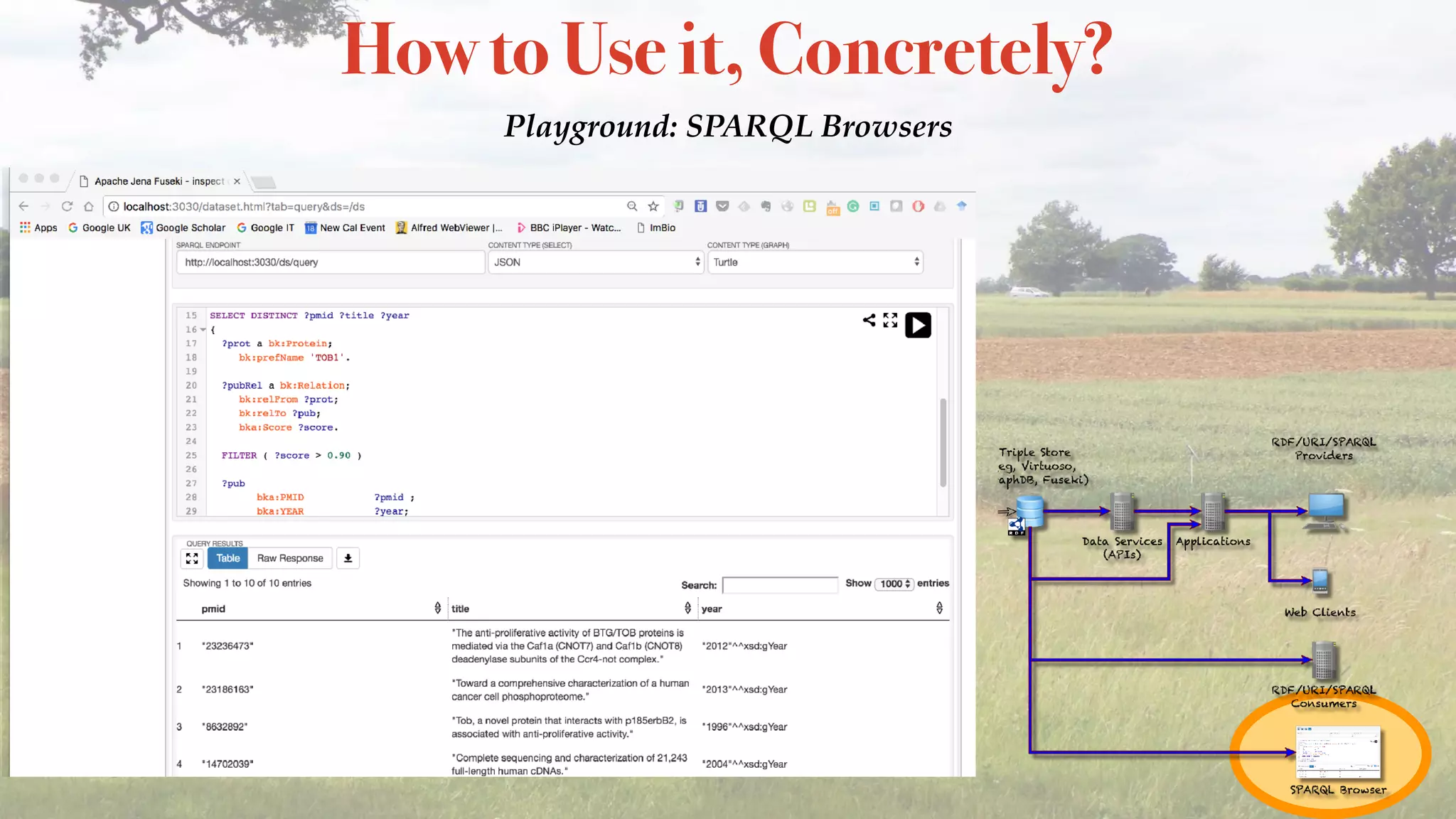 How to Use it, Concretely?
Playground: SPARQL Browsers
 