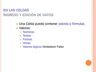 Etiquetas de hojasSe ubican en la zona inferior izquierda de la hoja de cálculo.Hoja1, Hoja2 y Hoja3.Para moverse con el teclado entre las etiquetas de hojas usar:Control + Re PágControl + Av Pág