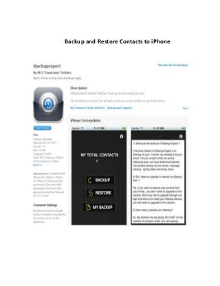 Backup and Restore Contacts to iPhone
 