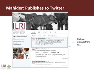 Mahider: Publishes to Twitter
Mahider
outputs from
RSS
 