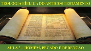 TEOLOGIA BÍBLICA DO ANTIGOS TESTAMENTO
AULA 3 – HOMEM, PECADO E REDENÇÃO
 