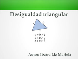 Desigualdad triangular
Autor: Ibarra Liz Mariela
 