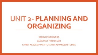 SARAYU SUDHINDRA
ASSISTANT PROFESSOR
CHRIST ACADEMY INSTITUTE FOR ADVANCED STUDIES
 