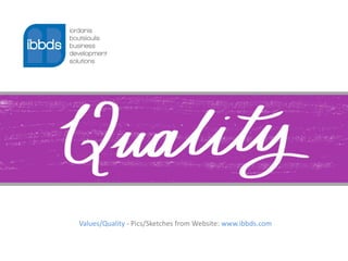 Values/Quality - Pics/Sketches from Website: www.ibbds.com
 