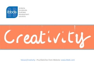 Values/Creativity - Pics/Sketches from Website: www.ibbds.com
 