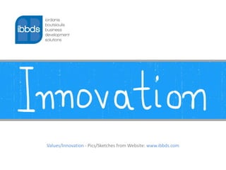 Values/Innovation - Pics/Sketches from Website: www.ibbds.com
 