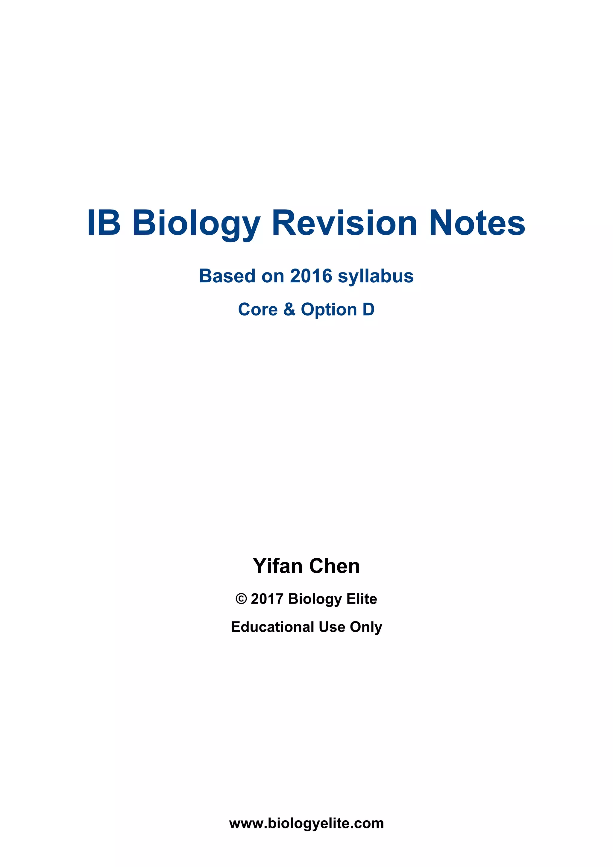 IB Biology Notes | PDF