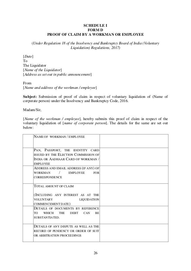 proof of claim form example insaat mcpgroup co sample liquidation form