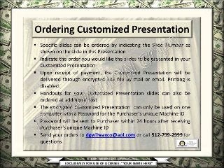 EXCLUSIVELY FOR USE OF LICENSEE: “YOUR NAME HERE”
ALL RIGHTS RESERVED © COPYRIGHT, 2014
 