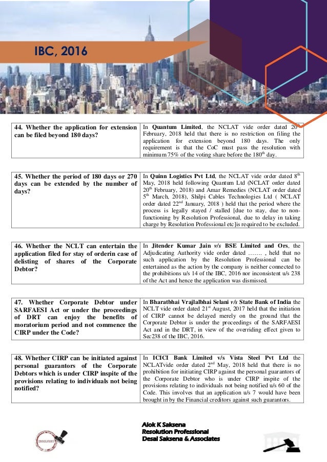 Important Cases on IBC, 2016