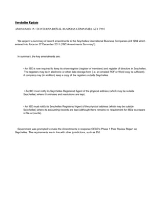 Ibc amendments summary