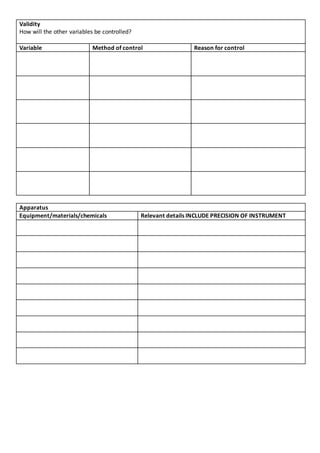 IBDP Science Internal Investigation Proposal and Planning form