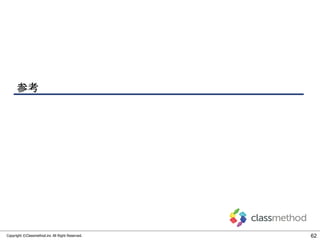 参考

Copyright ©Classmethod.inc All Right Reserved.

62

 