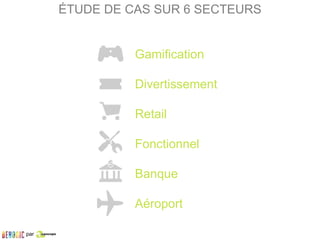par
Gamification
Divertissement
Retail
Fonctionnel
Banque
Aéroport
ÉTUDE DE CAS SUR 6 SECTEURS
 
