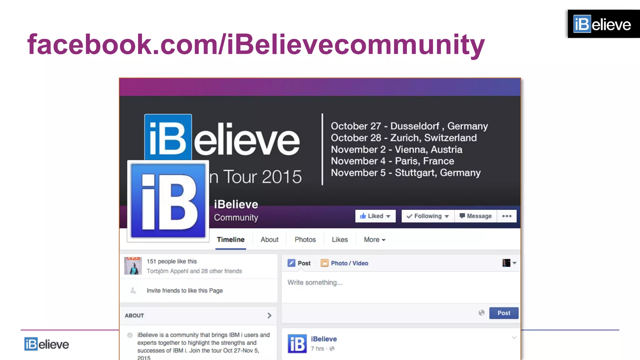 facebook.com/iBelievecommunity
 