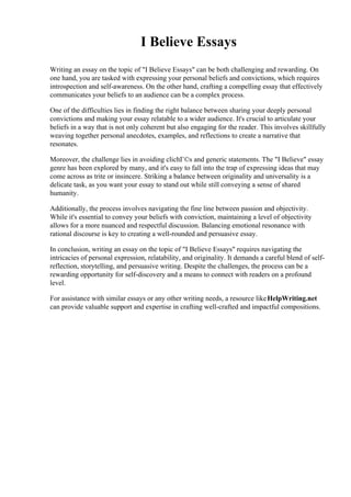 I Believe Essays.pdf | Free Download