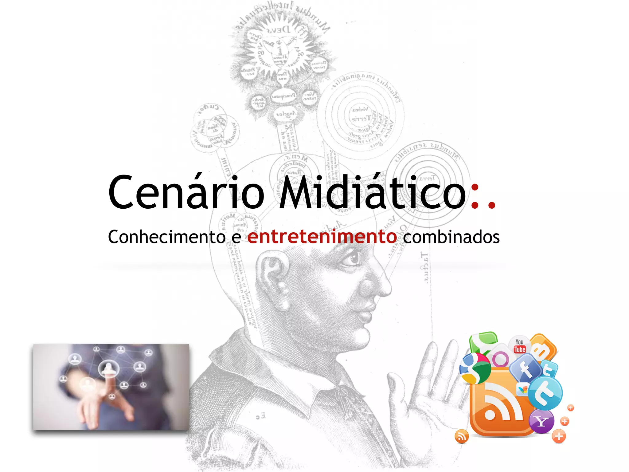 Conhecimento e entretenimento combinados
Cenário Midiático:.
 