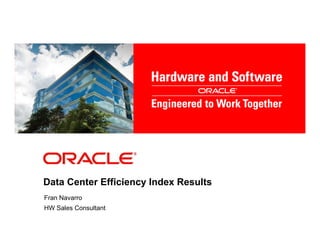 <Insert Picture Here>




Data Center Efficiency Index Results
Fran Navarro
HW Sales Consultant
 
