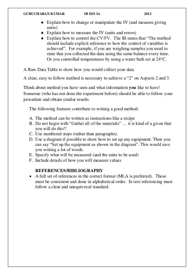 ib ess how to write a good lab report mla format lab report