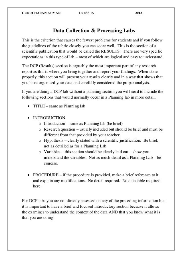 Lab report results section