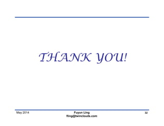 May 2014
THANK YOU!
32Fuyun Ling
fling@twinclouds.com
 