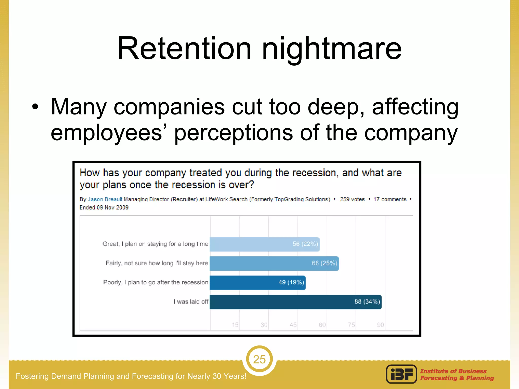 Retention nightmare Many companies cut too deep, affecting employees’ perceptions of the company 