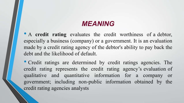 CREDIT RATING METHODOLOGY | PPTX | Business Accounting & Finance | Business