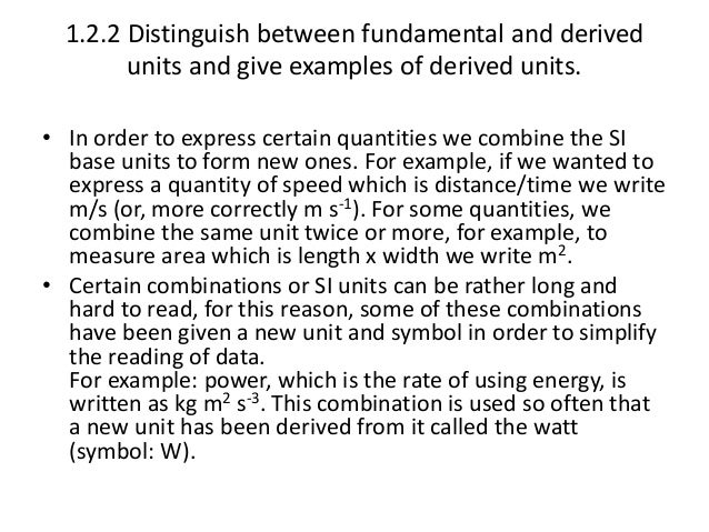 write the difference between fundamental units and derived units