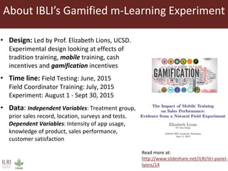 Gamifying mobile learning to improve organizational efficiency  in Africa's first insurance for pastoralists: Experience and initial lessons from IBLI's m-learning experiment with young sales agents